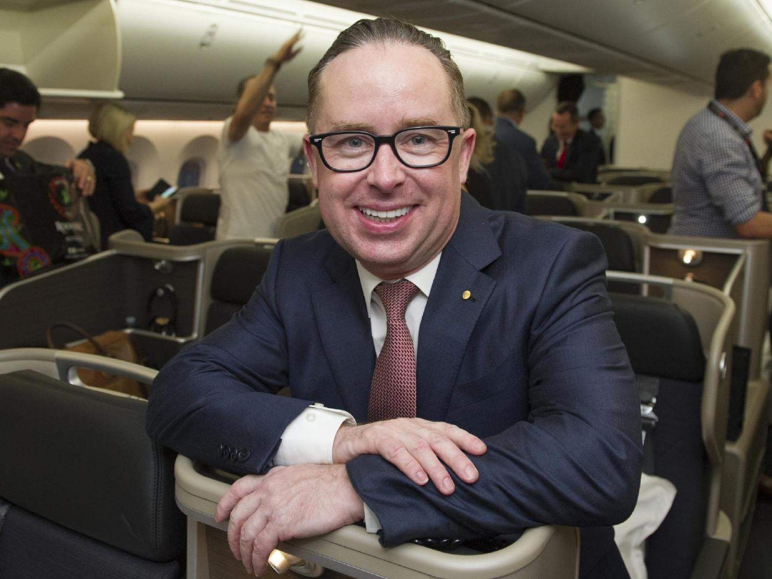 Qantas boss Alan Joyce on the first flight. Credit: Sunday Times